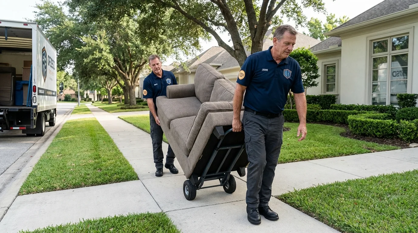 Local residential moving crew loading furniture in New Hyde Park, NY